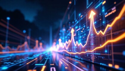 Fototapeta premium Glowing futuristic graph symbolizing success and business growth