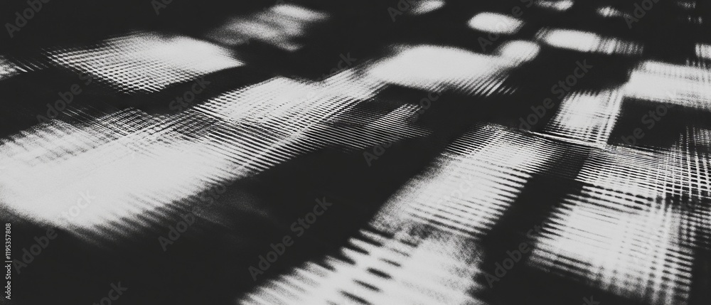 Poster Abstract black and white pattern with blurred lines creating a sense of depth in a modern artistic composition