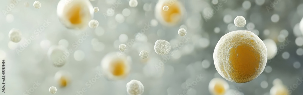 Aufkleber Bokeh background with pale yellow and soft gray dots creating a dreamy atmosphere for creative projects and designs