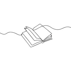 Open book line art drawing illustration. Opened book continous line drawing minimalism. Vector illustration.