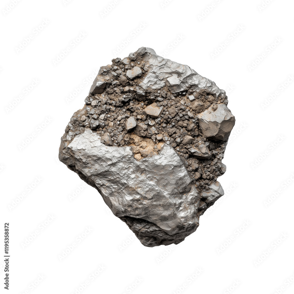 Aufkleber top view of titanium ore rock isolated on transparency background, showcasing its rough texture and 