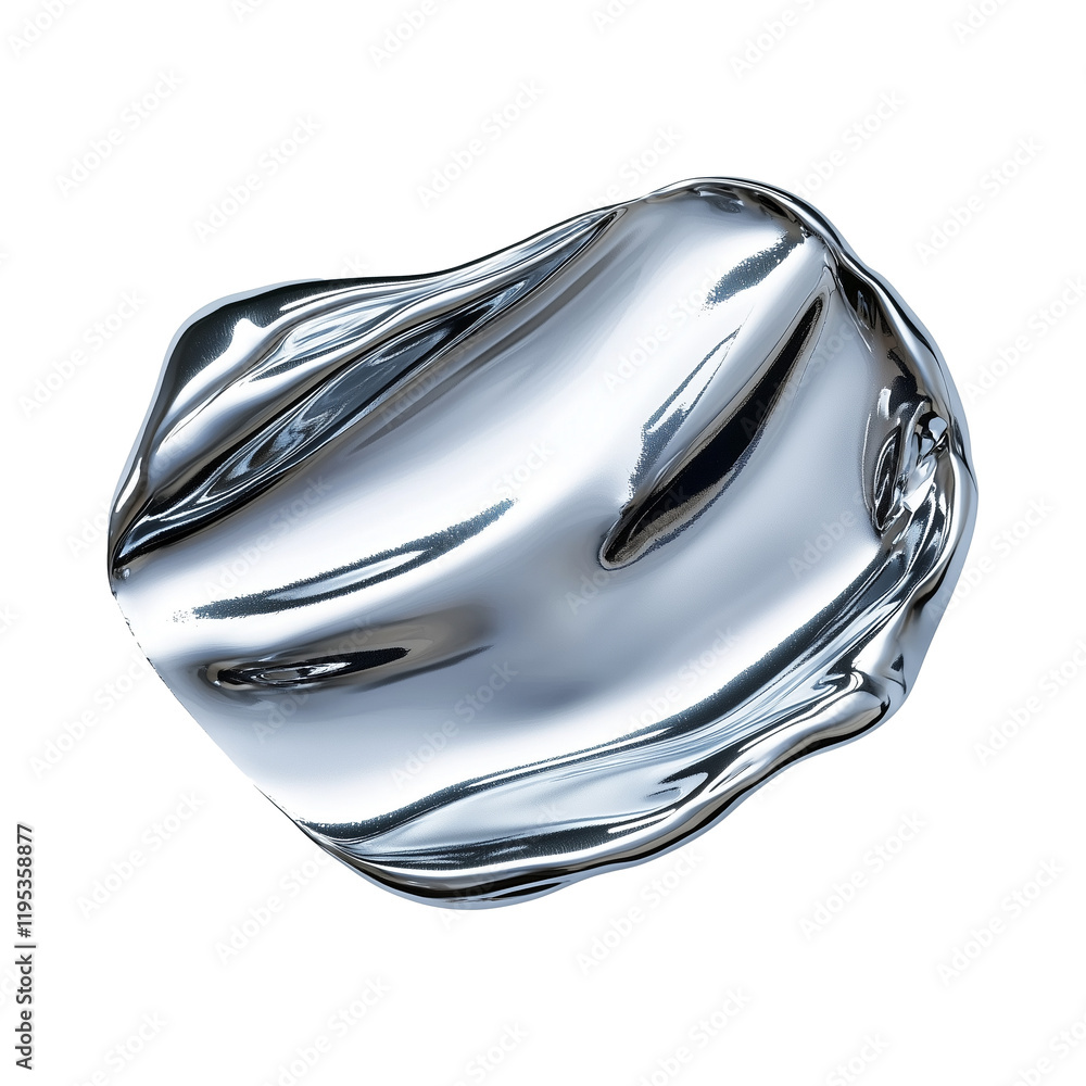 Aufkleber top view of metallic silver gel with smooth, reflective surface, isolated on transparency background