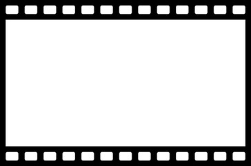 blank film frame. vintage style photo frame. black and white film cut.