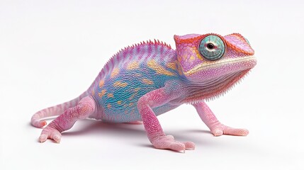 Obraz premium A vibrant chameleon displaying stunning colors and unique patterns, showcasing its ability to blend into various environments effortlessly.