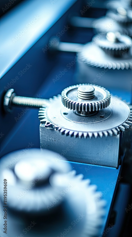 Aufkleber precision gears on mechanical assembly line exhibiting intricate design and engineering excellence, 
