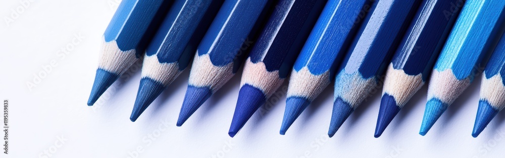 Poster elegant blue pencil strokes create a gradient effect showcasing various shades in muted tones