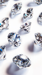  Numerous diamonds with shiny reflections and refractions wallpaper on a white background