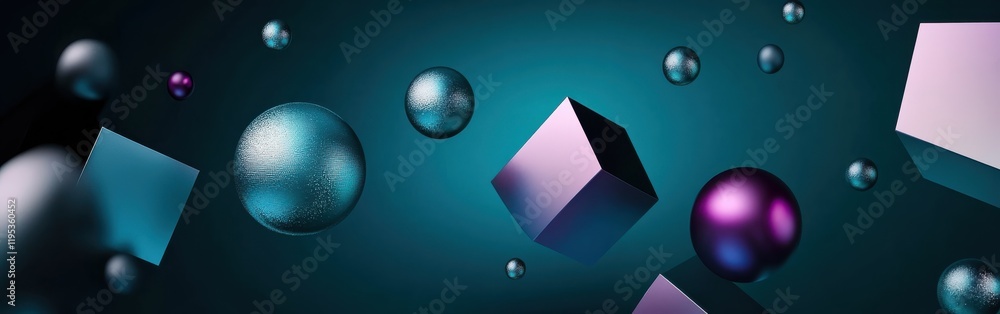 Poster unique dynamic abstract shapes in icy silver shades create a mesmerizing visual effect in a futurist