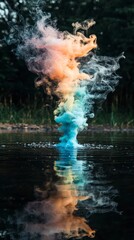 Colorful Smoke Underwater Reflection  Abstract Art  Nature Photography