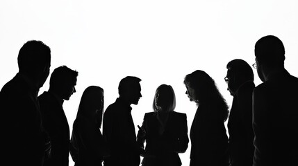 Business discussion among professionals conference hall silhouette image corporate environment close-up view team collaboration