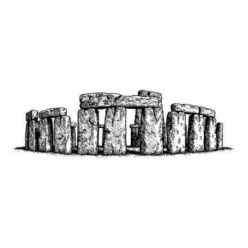 recommend clip art: Stonehenge Historic Ancient Monument in Detailed Black and White Outline Line Art Drawing
