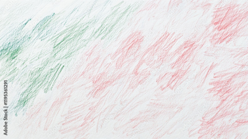 Poster abstract white background featuring subtle green and red pencil strokes creating a textured appearan
