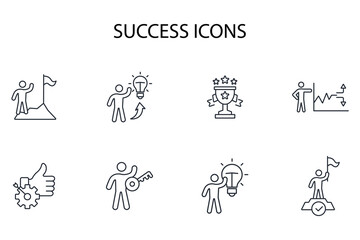 Success icon set.vector.Editable stroke.linear style sign for use web design,logo.Symbol illustration.