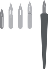 漫画画材のペン先の種類を描いたイラスト素材