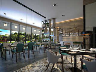 interior of a restaurant coffee shop, 3d render