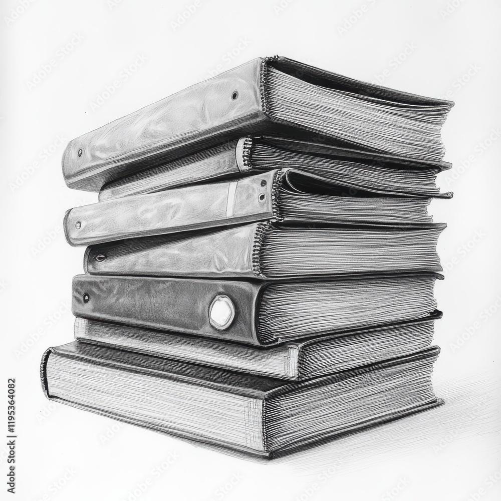 Fototapete stack of completed project binders showcasing organized workflow and project management