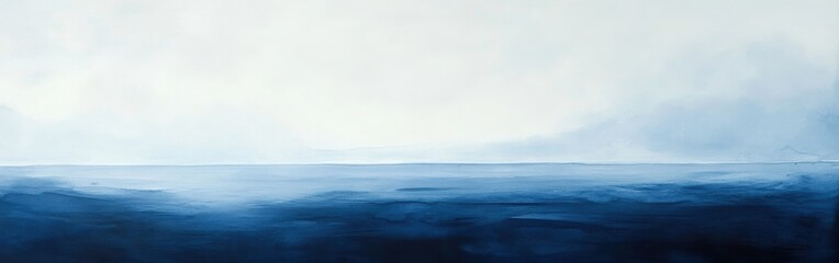 Obraz premium Deep navy watercolor transition creating a calming atmosphere at the horizon during a serene moment