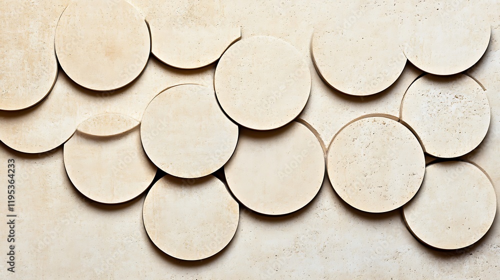 Poster creamy beige circular pattern background with subtle texture details