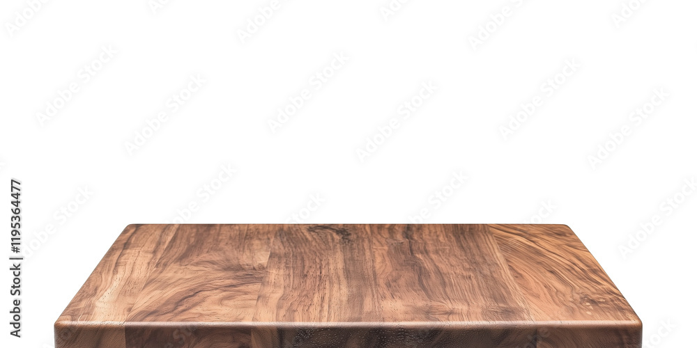Poster brown wooden table top with smooth surface, perfect for product display, isolated on transparency ba