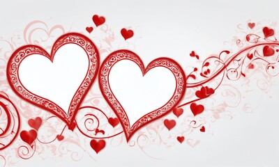 Red hearts entwined with decorative swirls create a romantic backdrop for love-themed celebrations and events. Valentine&rsquo;s Day, date, engagement, love, wedding, background