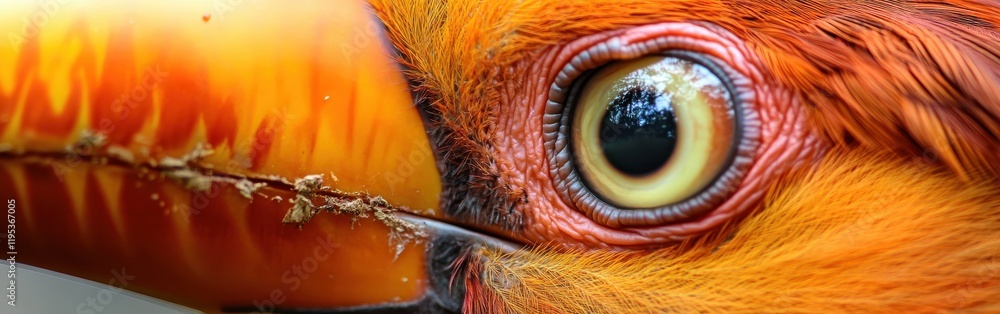 Poster Close-up view of a toucan's vibrant face showcasing intricate details in a lush rainforest setting