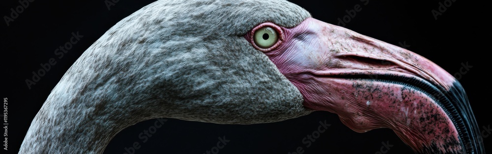 Poster stunning macro shot captures the intricate details of a flamingo's face in natural light