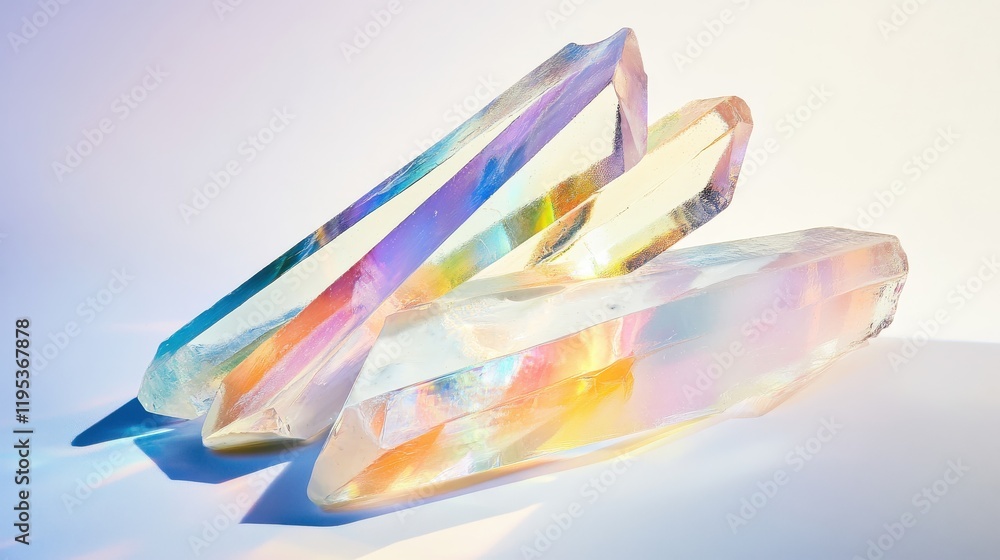 Poster colorful crystal formations create a vibrant display on a light surface