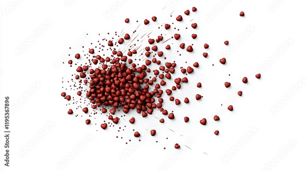 Poster cluster of tiny red hearts forming a large heart shape on a white background