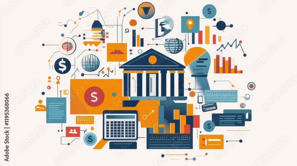 Poster harmonious integration of fintech platforms illustrating modern banking trends and digital transacti
