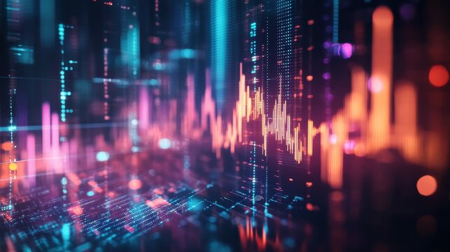 Glowing depiction of balance scales in a dynamic, vibrant digital landscape showcasing harmony and equilibrium