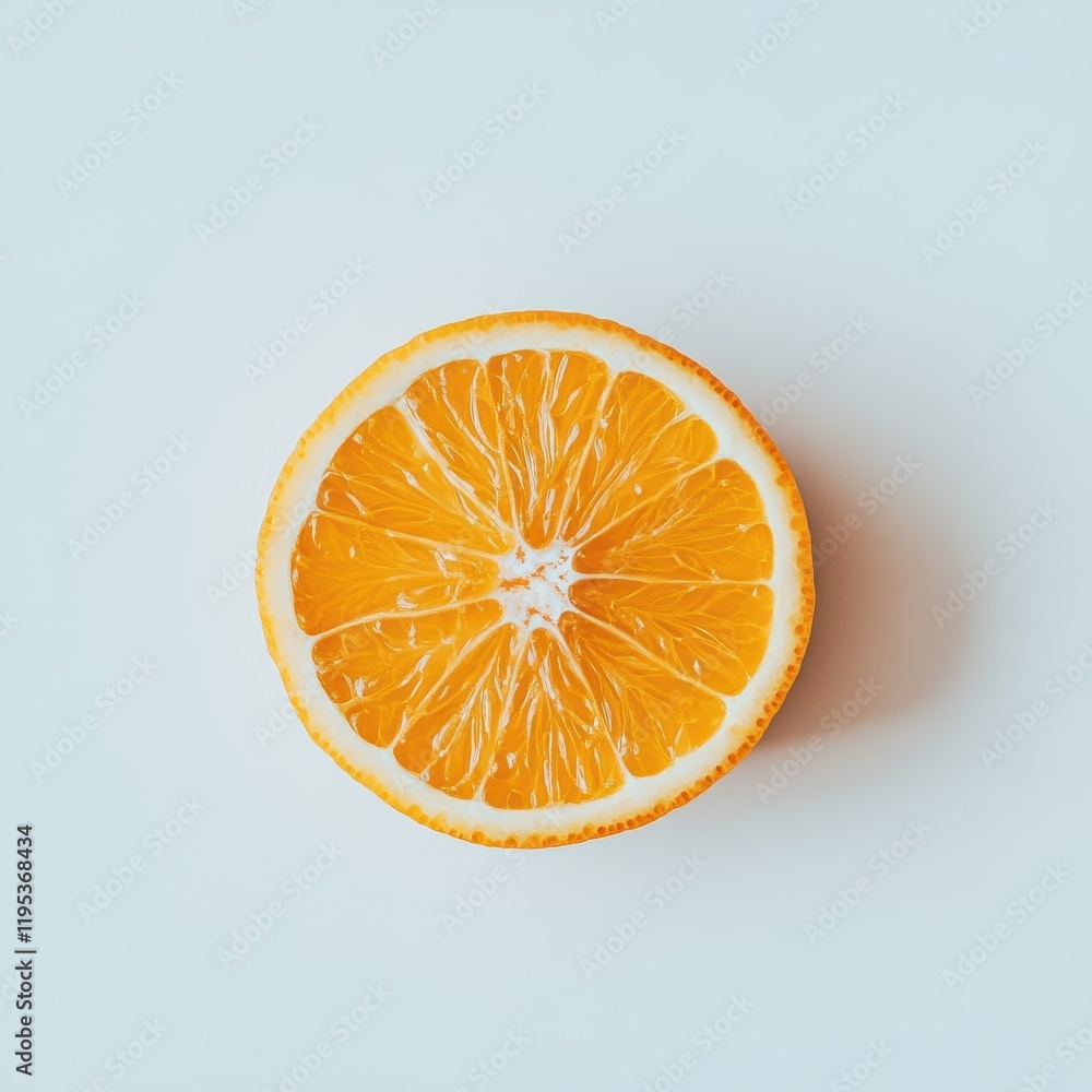 Poster fresh orange slice displaying vibrant color and pulp on a clean surface for a healthy snack or drink