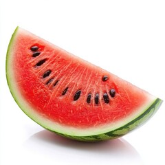 Fresh watermelon slice showcasing vibrant red fruit and distinct black seeds, perfect for summer enjoyment