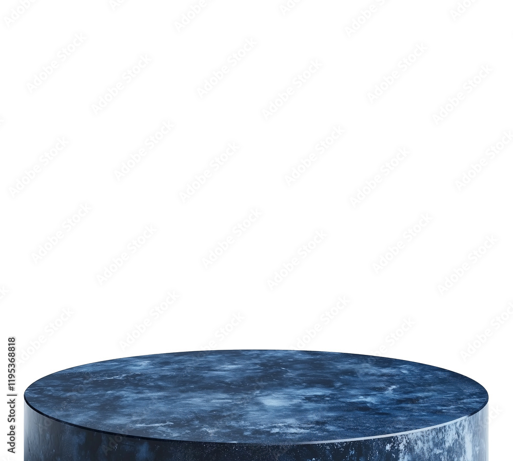 Poster view of indigo concrete display base with textured surface, isolated on transparency background, perfect for showcasing products or designs in modern setting