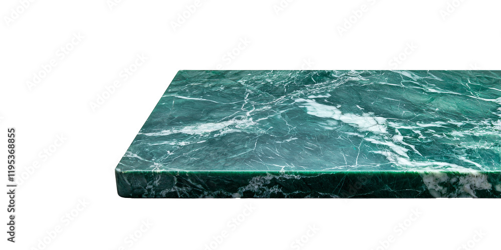 Poster green marble slab with polished surface, perfect for showcasing products or as decorative element in