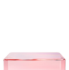sleek view of pink acrylic empty base display, isolated on transparency background, showcasing its modern and minimalist design. Perfect for product presentation or artistic display