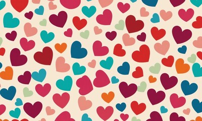 Colorful hearts pattern on a light background perfect for celebrations and decorations. Valentine&rsquo;s Day, date, engagement, love, wedding, background
