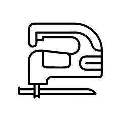 jigsaw tool icon, jigsaw tool line art - simple line art of jigsaw tool, perfect for jigsaw tool logos and icons and themed design 