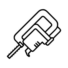 jigsaw tool icon, jigsaw tool line art - simple line art of jigsaw tool, perfect for jigsaw tool logos and icons and themed design 