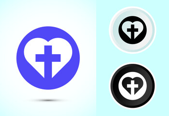 Fototapeta premium Christian cross icon design illustration, Religion sign. Holy cross logo symbol
