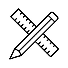 ruler and pencil icon, ruler and pencil line art - simple line art of ruler and pencil, perfect for ruler and pencil logos and icons and themed design 
