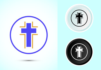 Obraz premium Christian cross icon design illustration, Religion sign. Holy cross logo symbol