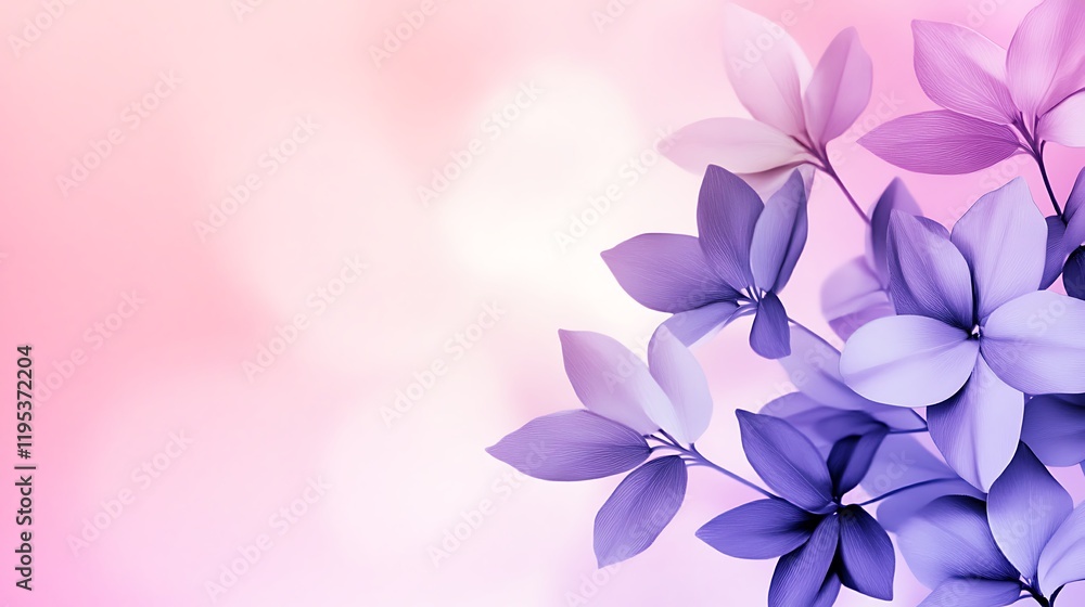 Poster soft pastel gradient background with delicate flower elements