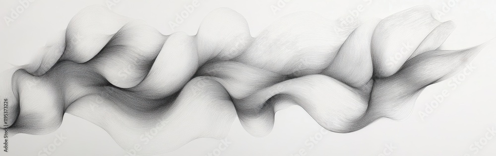 Poster soft curves and delicate pencil strokes create an elegant abstract artwork