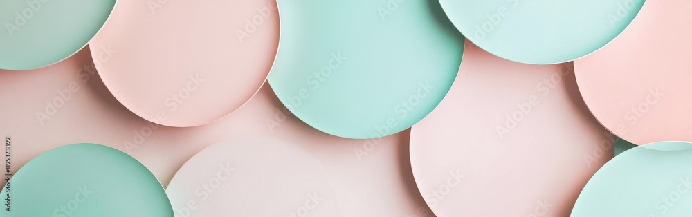 Aufkleber Soft overlapping circles in pastel pink and green create a calming background with a subtle and soothing aesthetic for various design projects