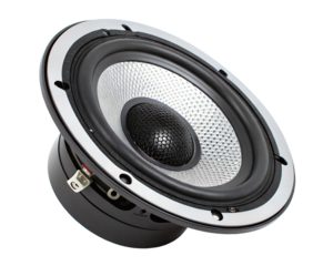 Audio speaker on transparent background, modern tech