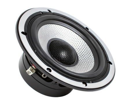 Audio speaker on transparent background, modern tech