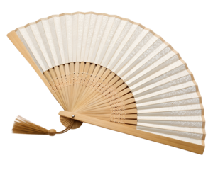 Bamboo hand fan with sturdy wooden handle, rustic style
