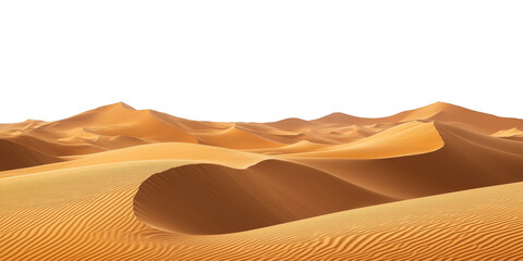 Golden Desert Sand Dunes Isolated on Transparent Background