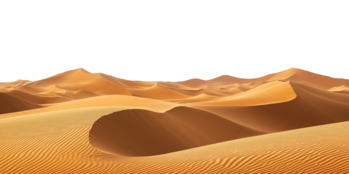Golden Desert Sand Dunes Isolated on Transparent Background