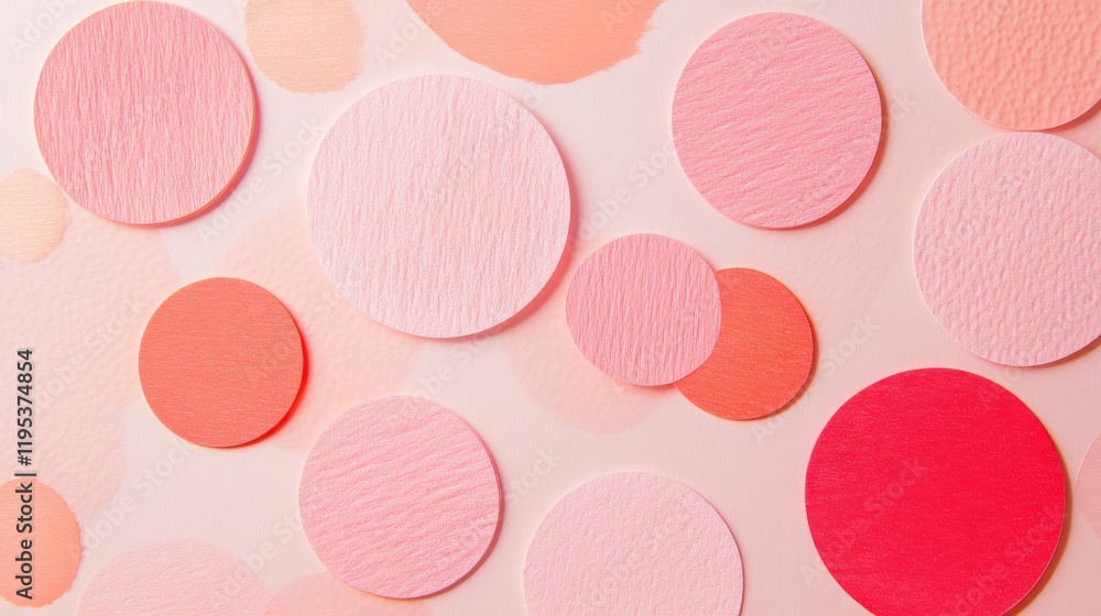 Aufkleber minimalist composition of soft pink circles arranged on a light background showcasing a blend of tex